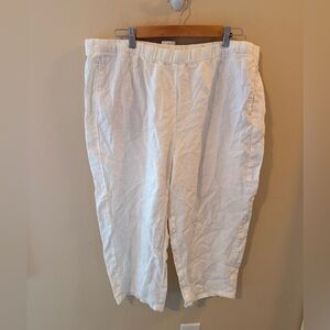 J. Jill 100% Linen Pants Wide Leg cropped White Size XL